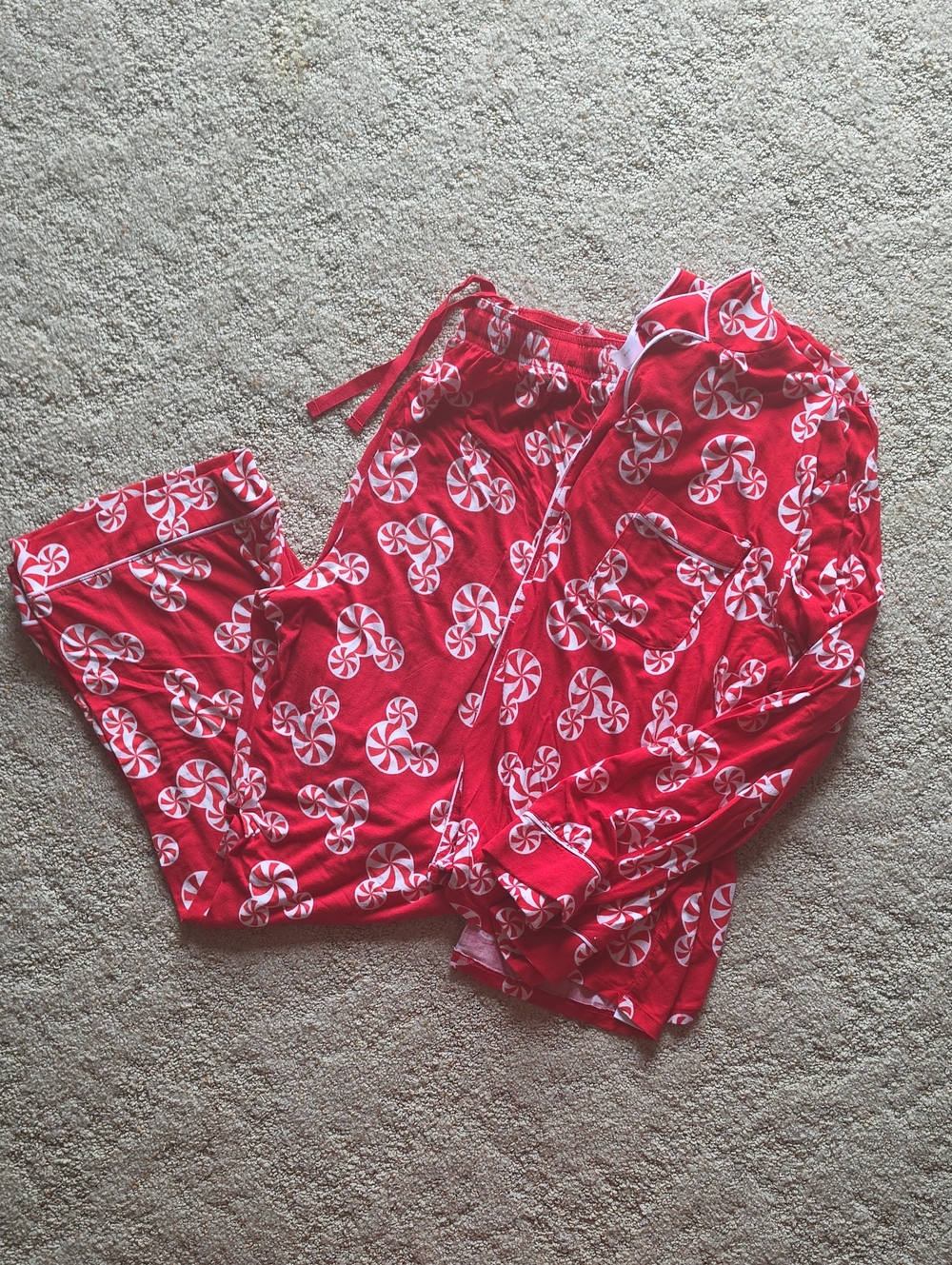 Disney Red and White Mickey Peppermint Pajama Set - MEDIUM